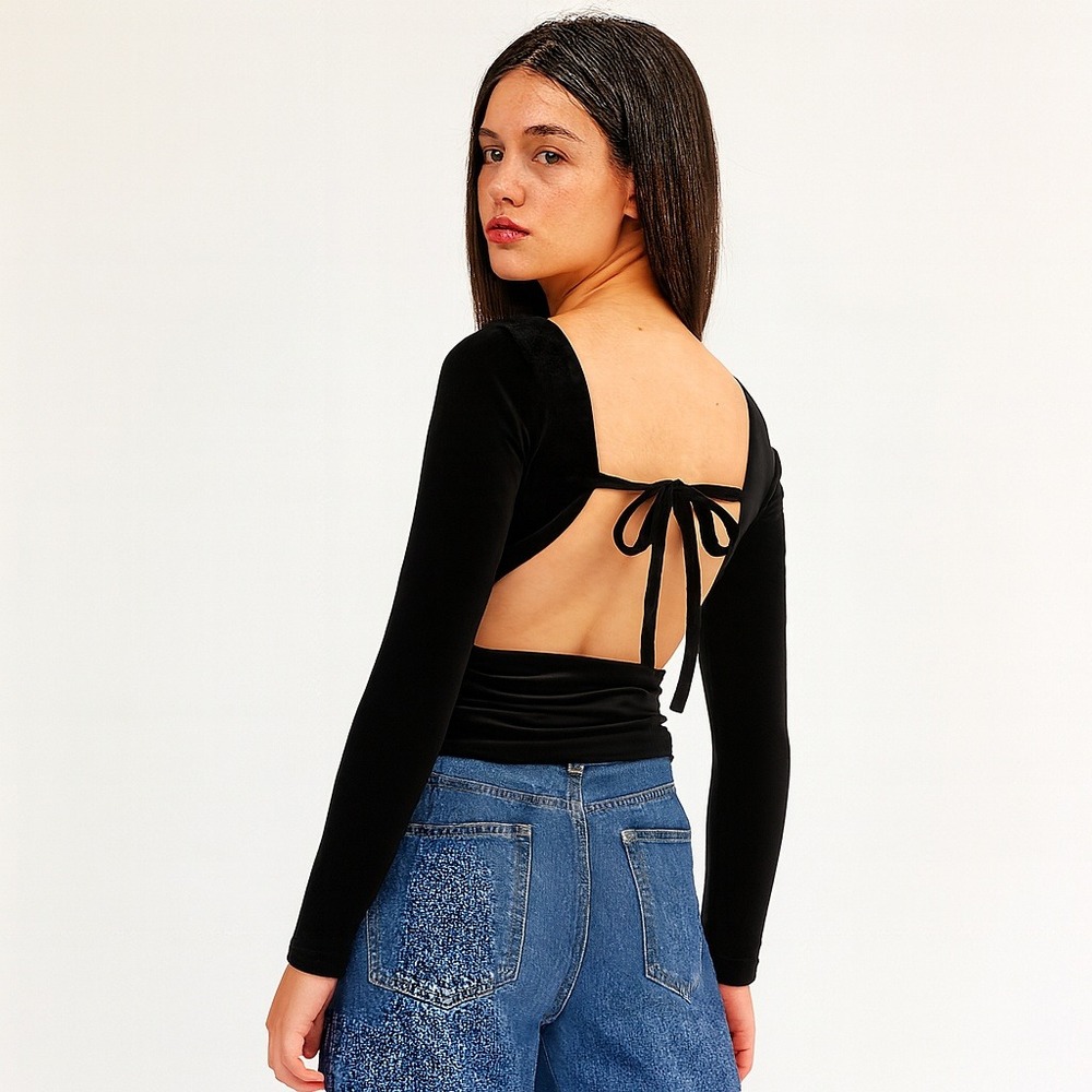 Wild Fable Black Velvet Top Womens M Cutout Back Vampire Whimsigoth Fairy Grunge